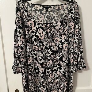 Roz & Ali Black and Pink Floral blouse